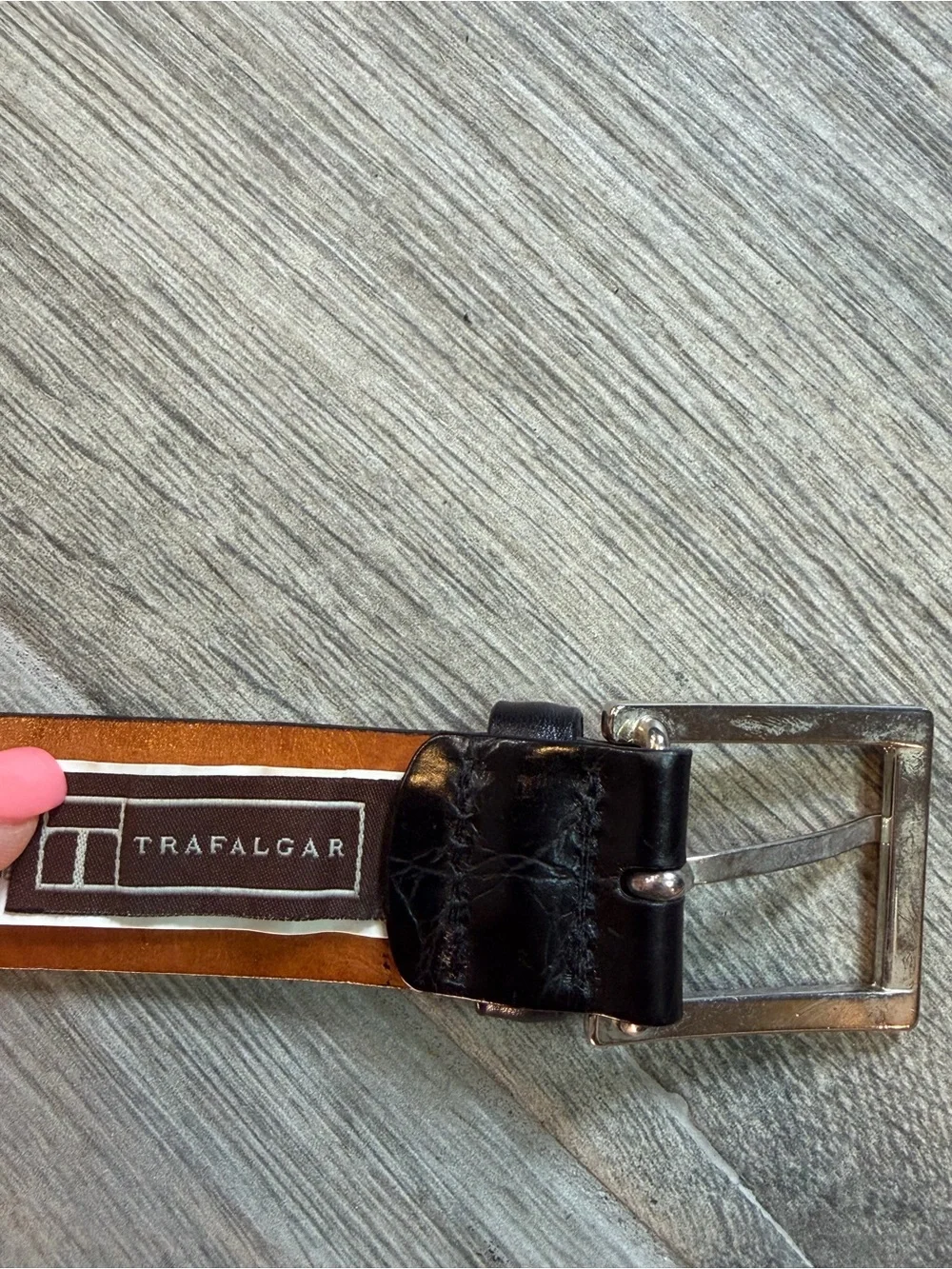 Trafalgar Vintage Leather Belt Embossed Black Italian Calfskin Norwalk CT 38